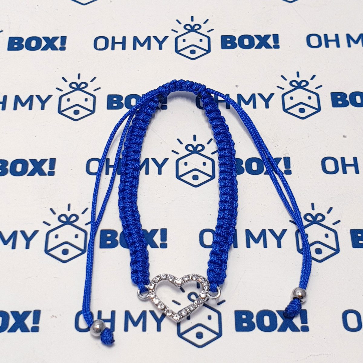 Braided string bracelet - small heart  - Blue