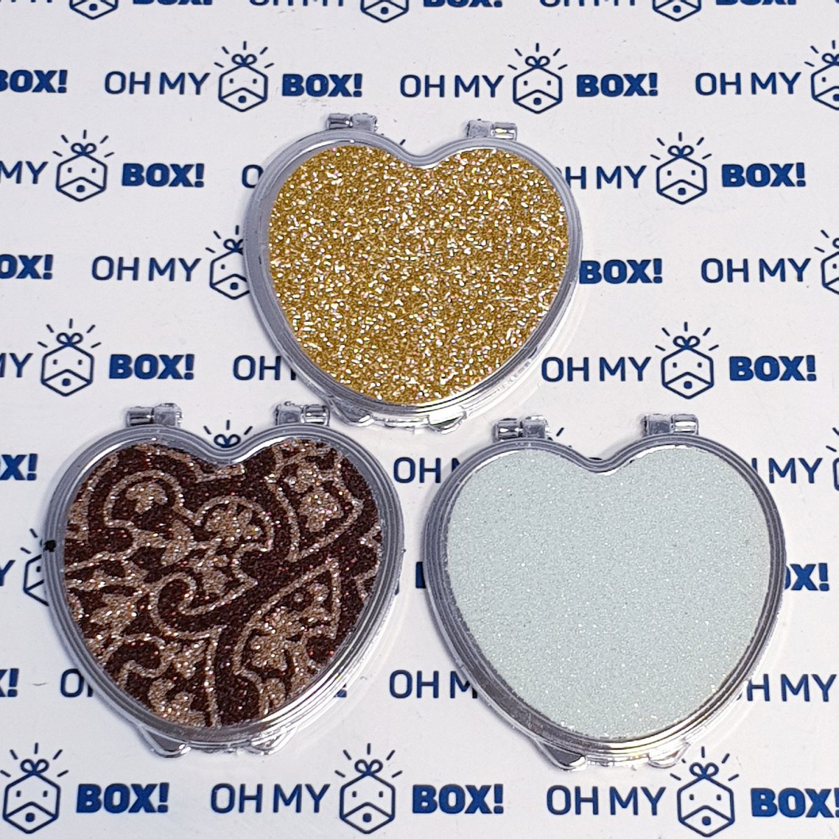 Pocket Mirror - Glitter Heart - Brown