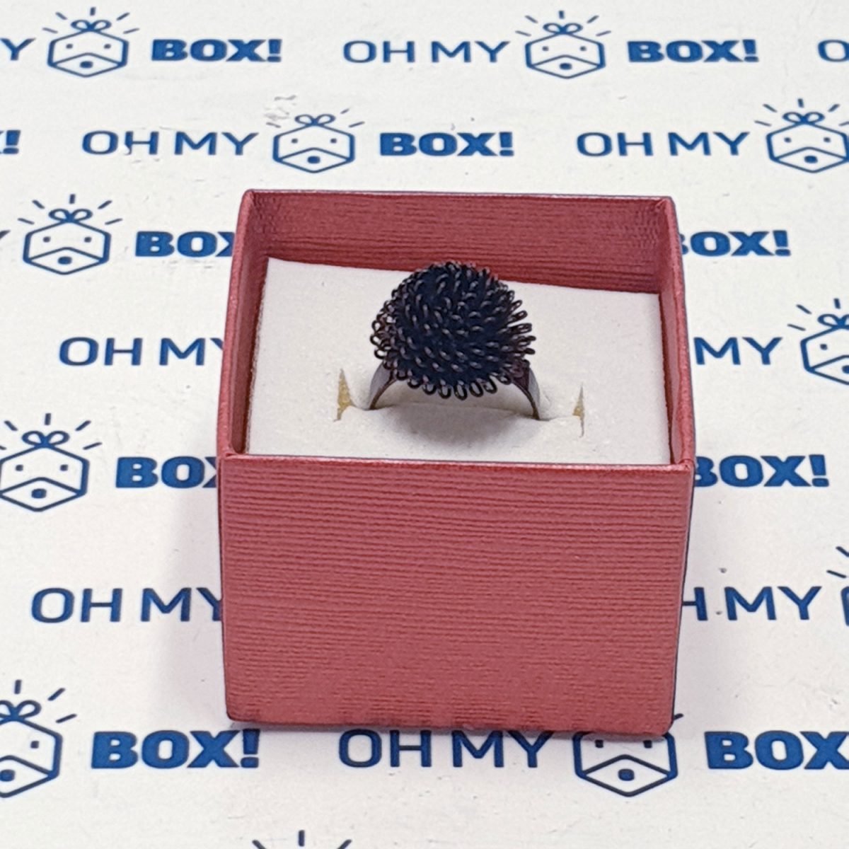 Funky color spring ring with spiky ball - Black