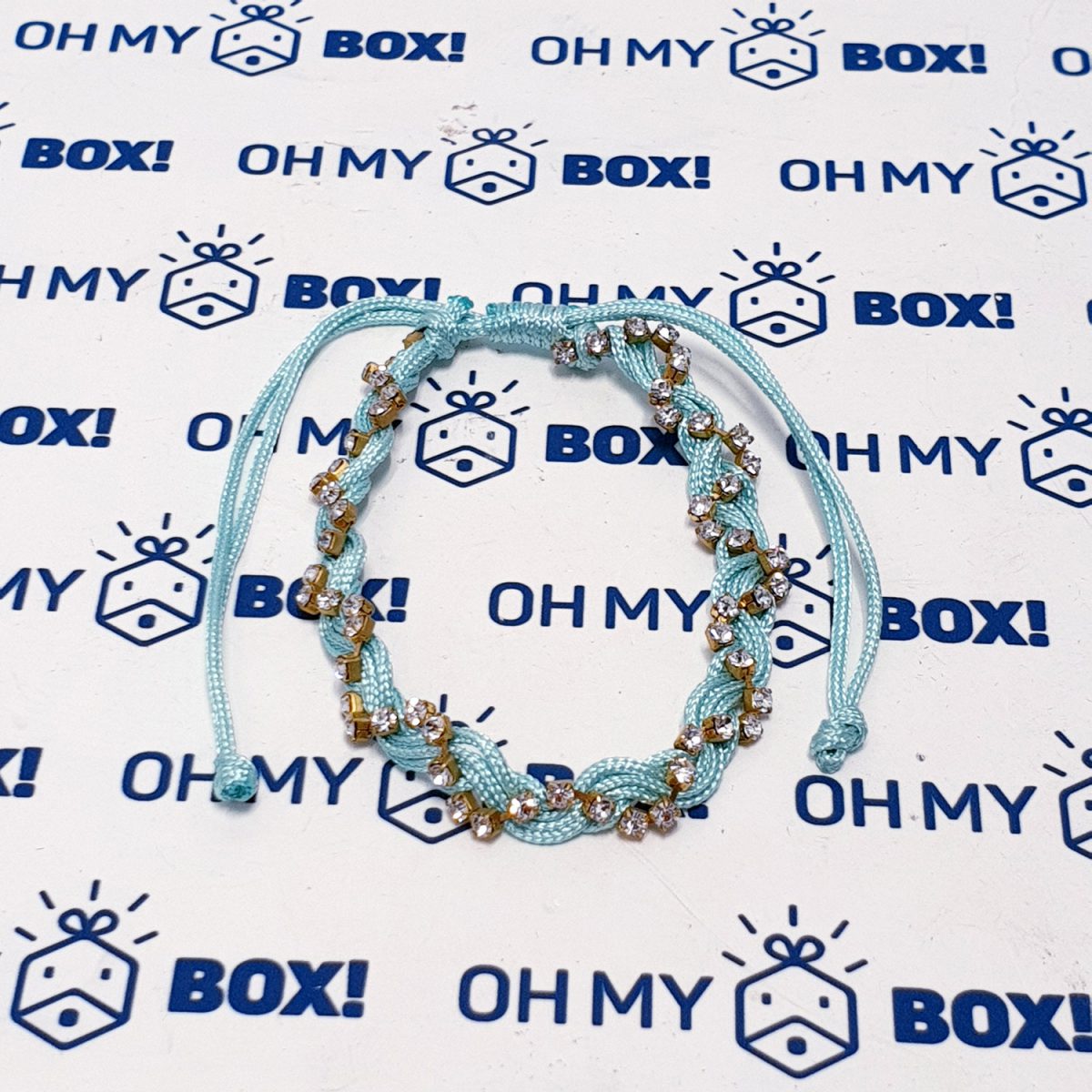 Braided string bracelet with sequin - Blue