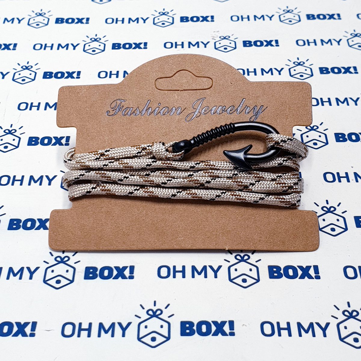 Long string bracelet with anchor - Beige