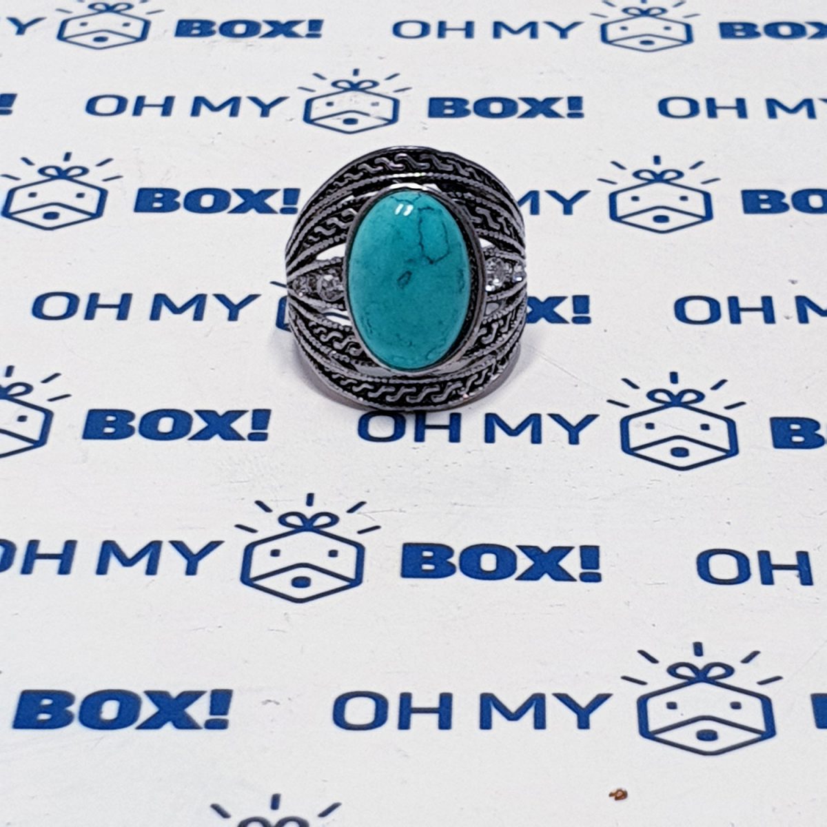 Unisex big ring with stone - Green