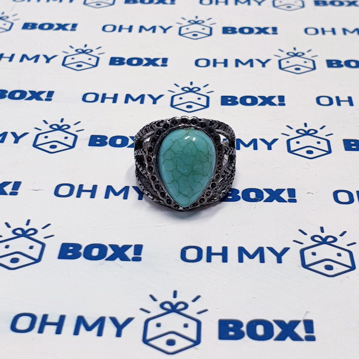 Unisex big ring with stone - Green