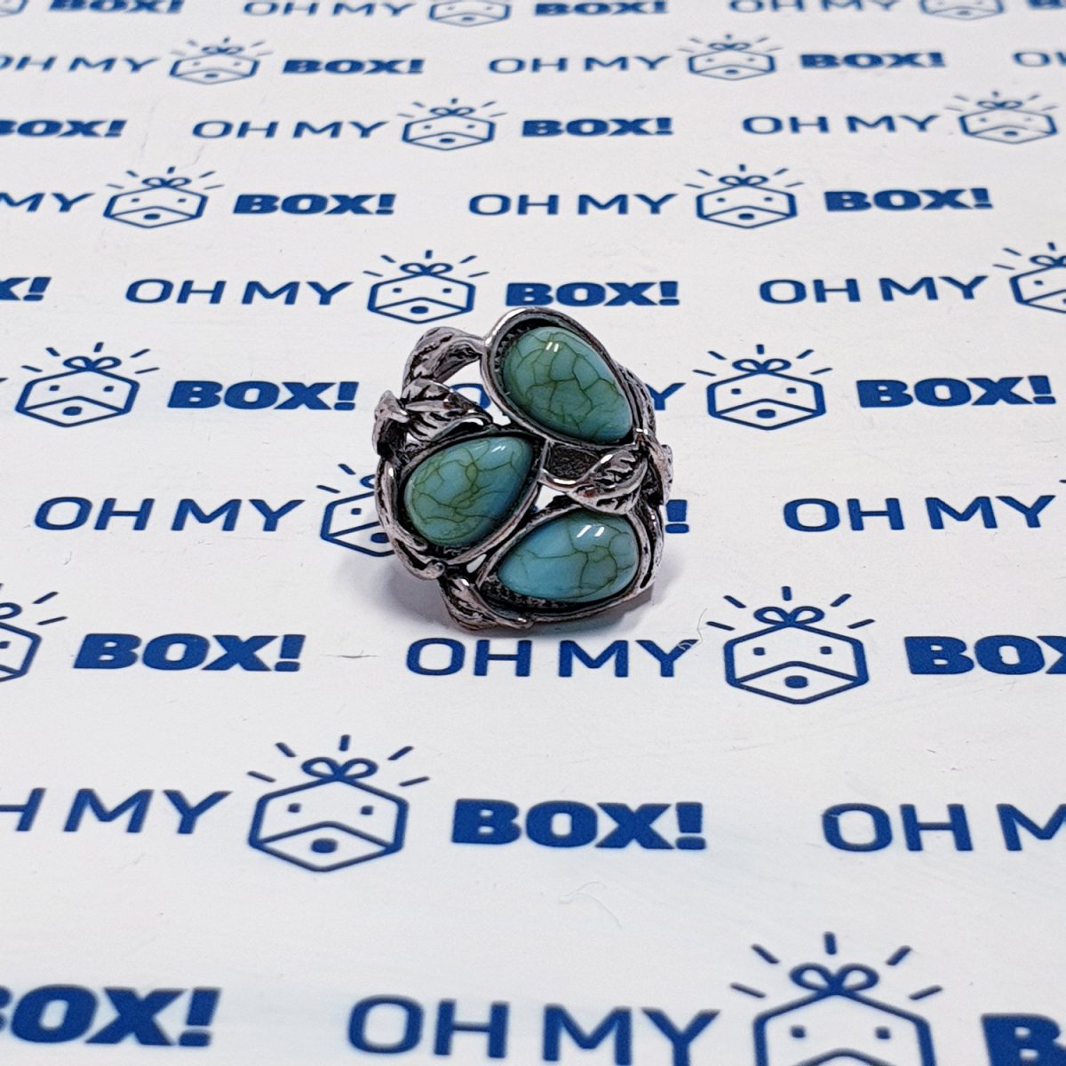 Unisex big ring with stone - Blue