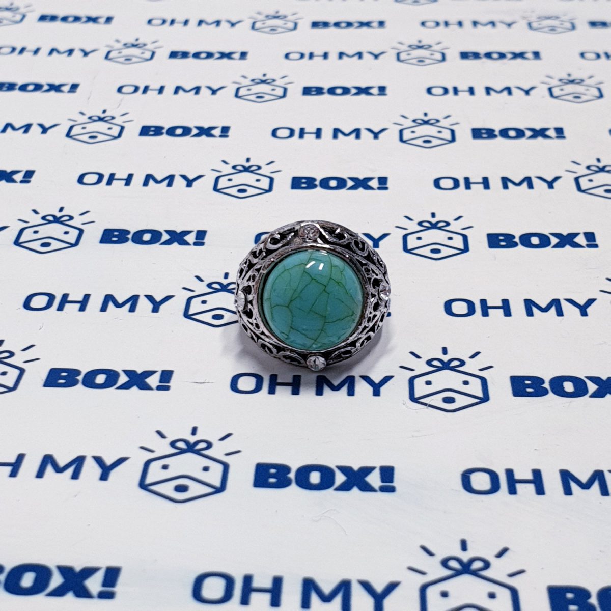 Unisex big ring with stone - Blue