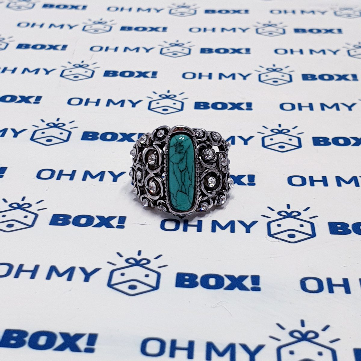 Unisex big ring with stone - Blue