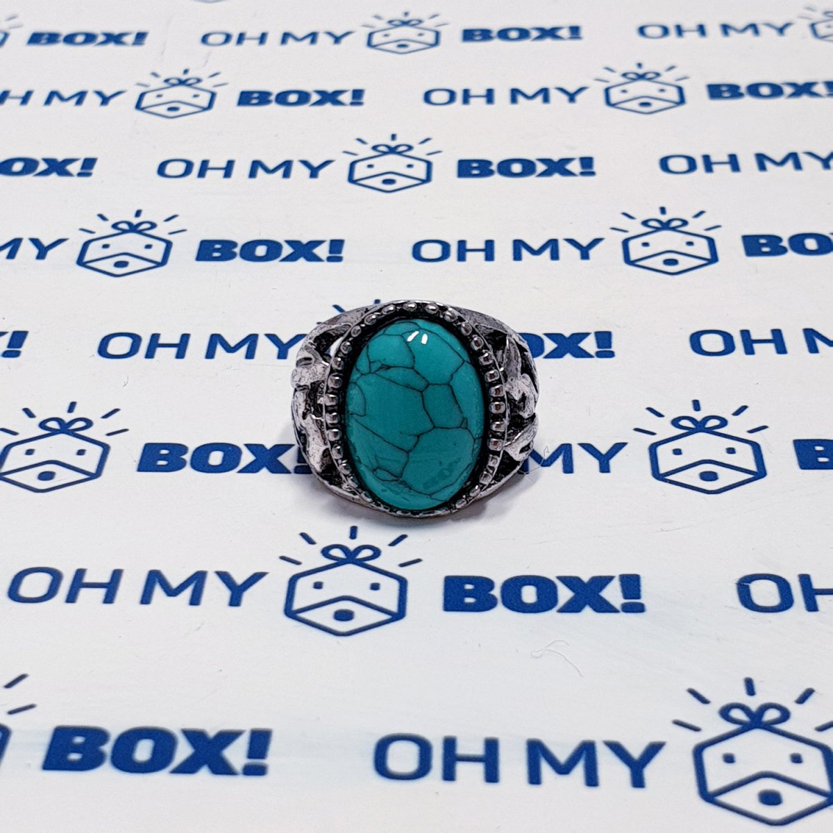 Unisex big ring with stone - Blue