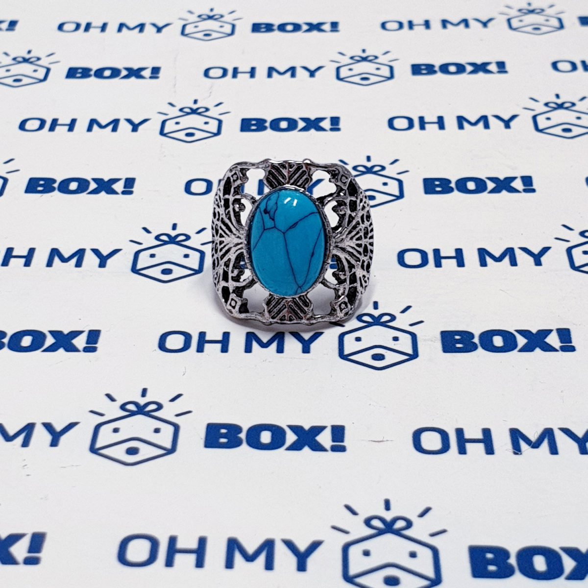 Unisex big ring with stone - Blue