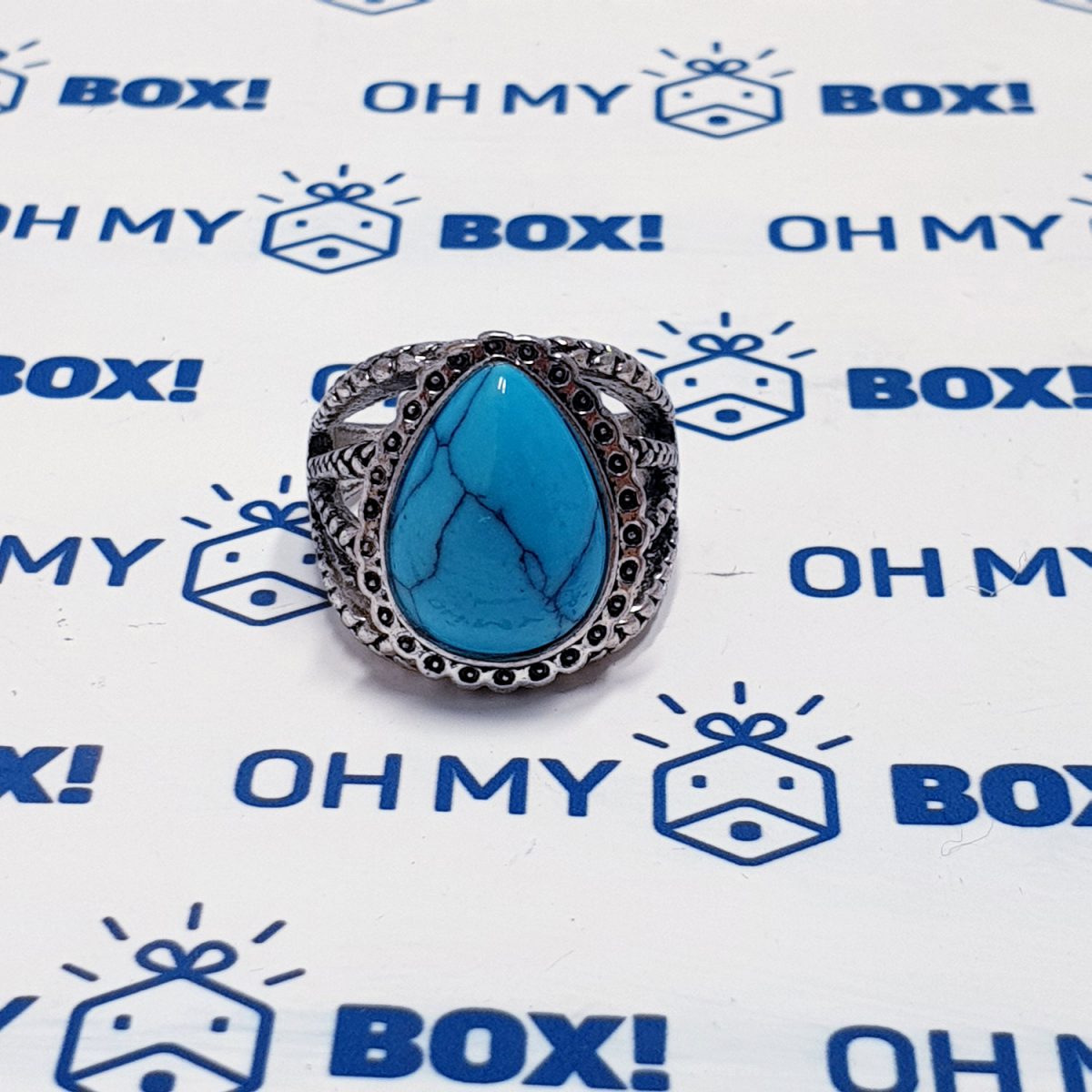 Unisex big ring with stone - Blue