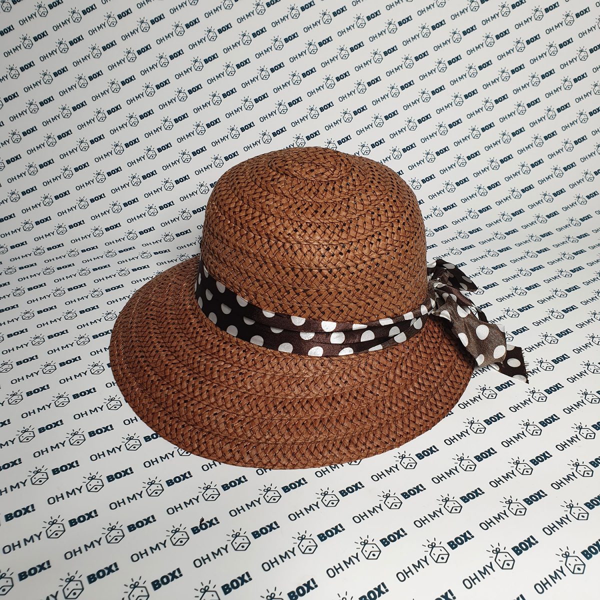 Beach Hat - White Polkadot Ribbon