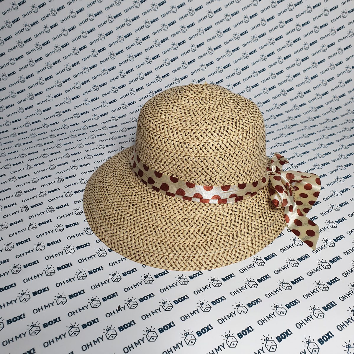 Beach Hat - Brown polka dot Ribbon