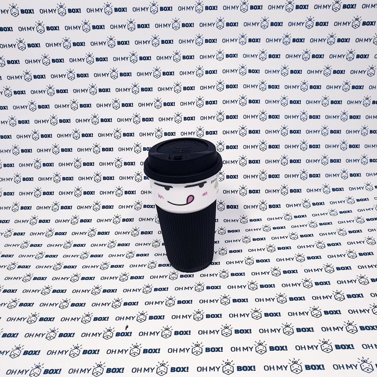 Cute Smiley Cup with Silicon Lid - Black