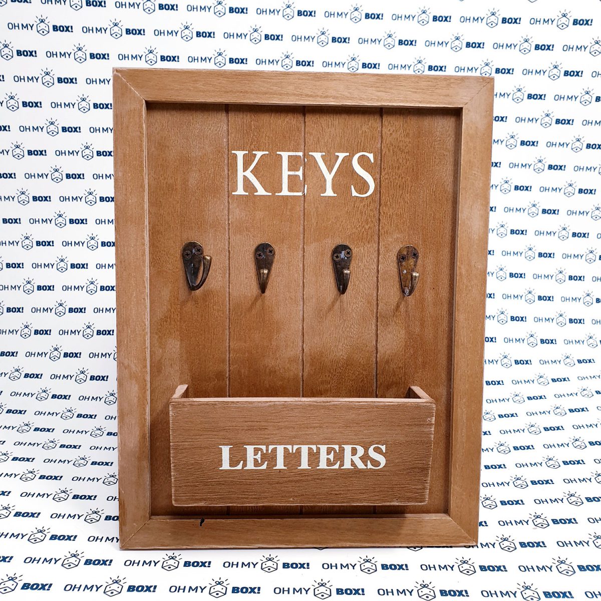 Wooden key hanger with letter holder - Brown