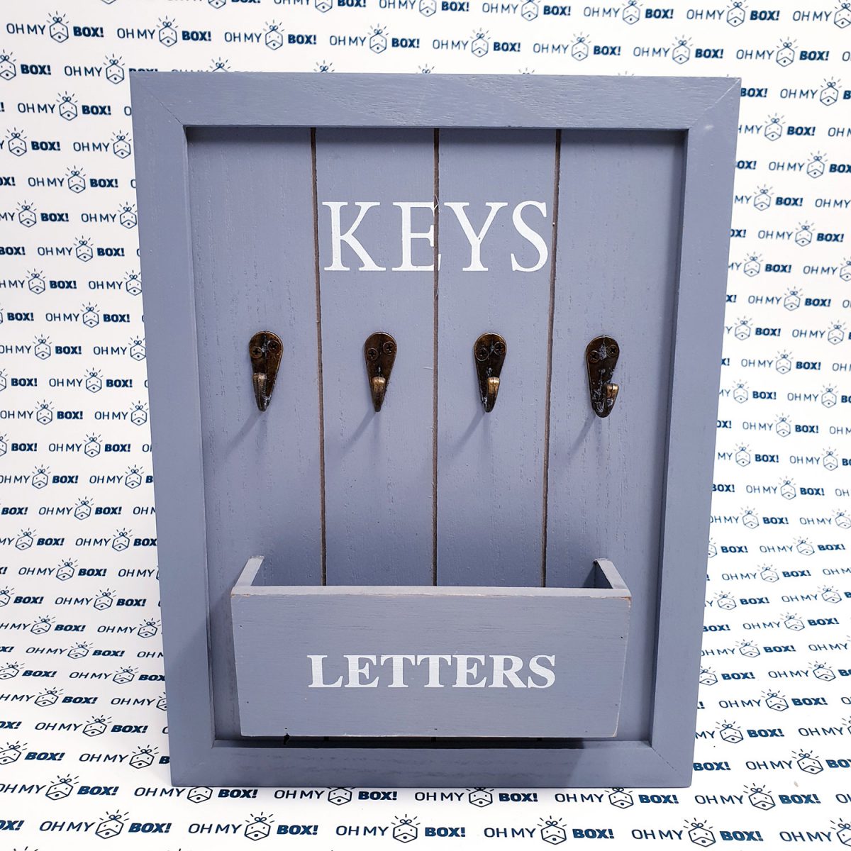 Wooden key hanger with letter holder - Grey