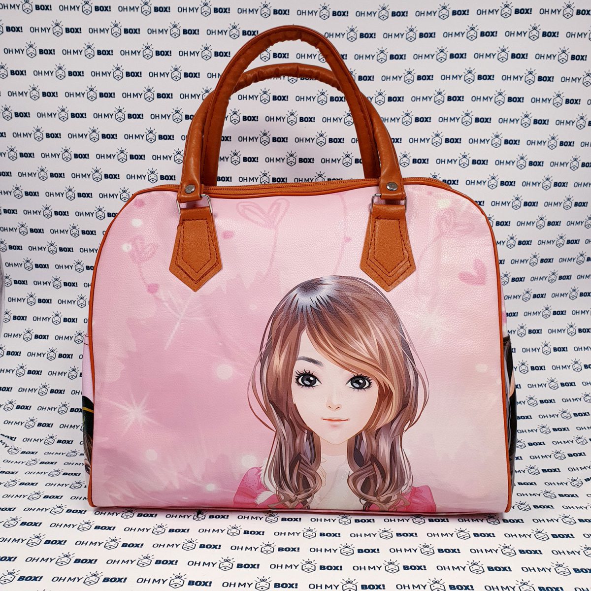 Hand Bag with girl painting - Pink