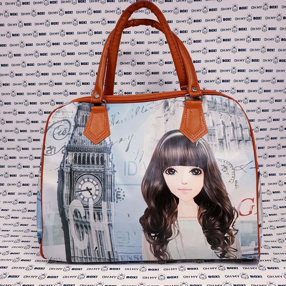 Hand Bag with girl painting - Blue