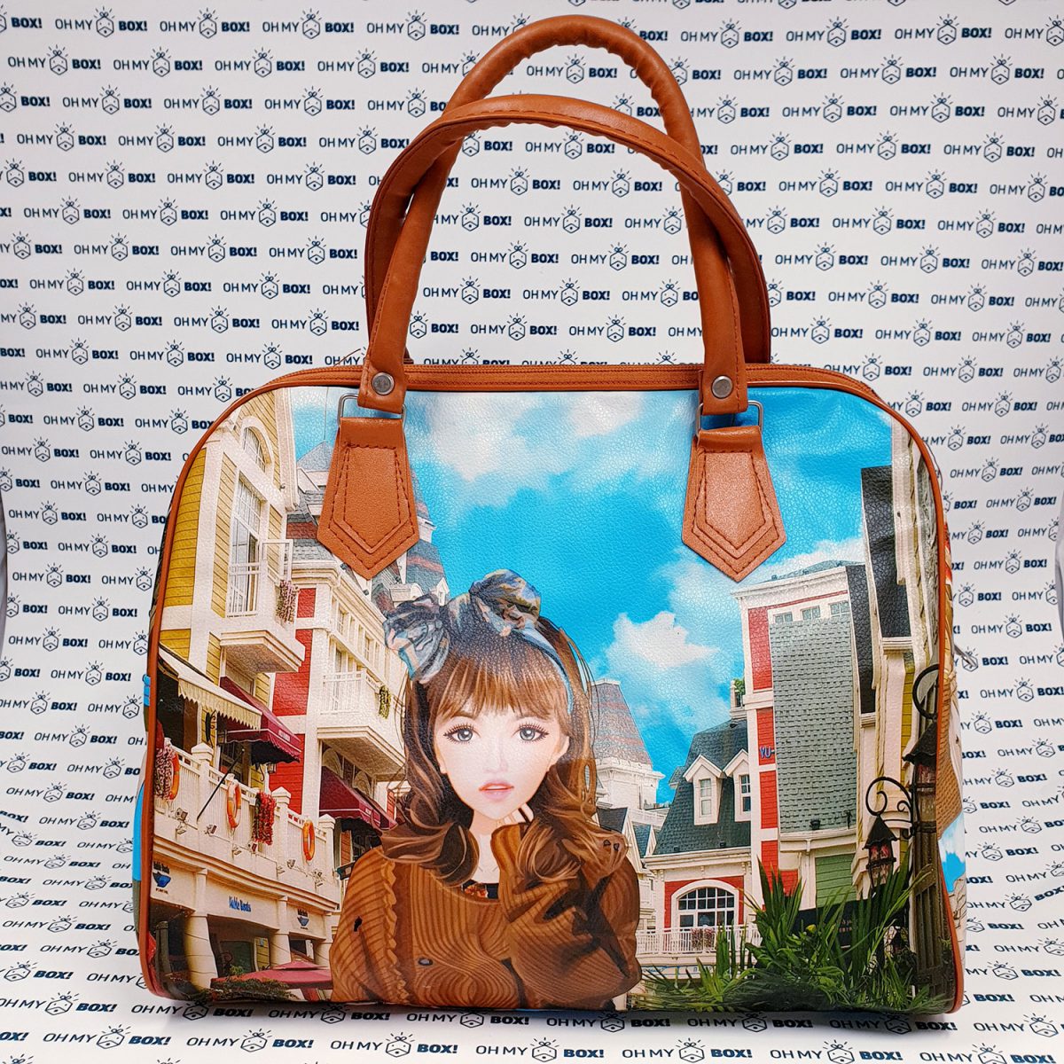 Hand Bag with girl painting - Blue