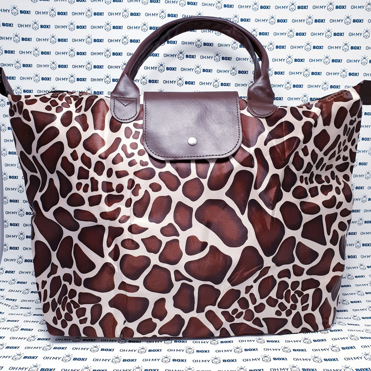 Big Beach Bag with Animal Print - Brown