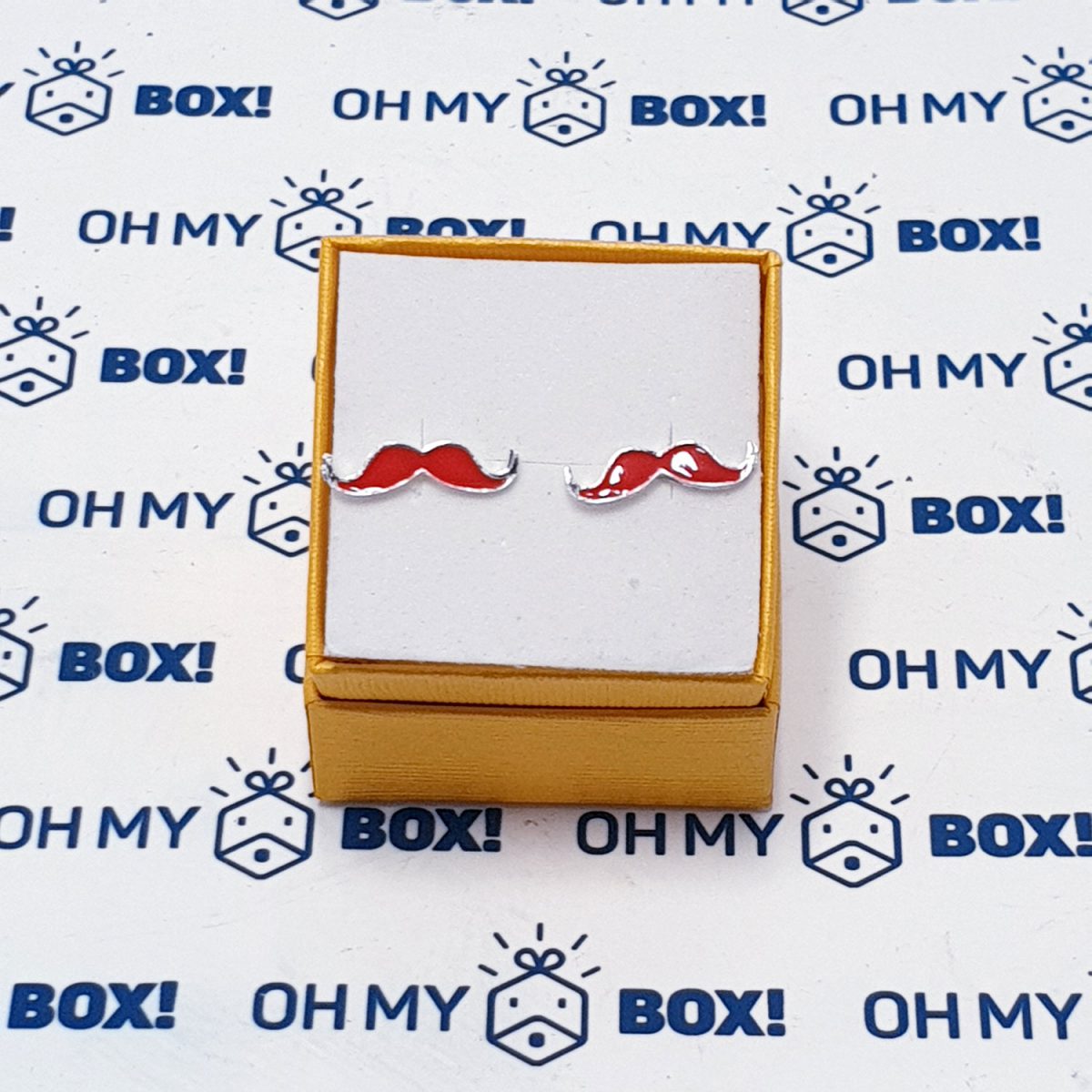 Moustache earring - Red