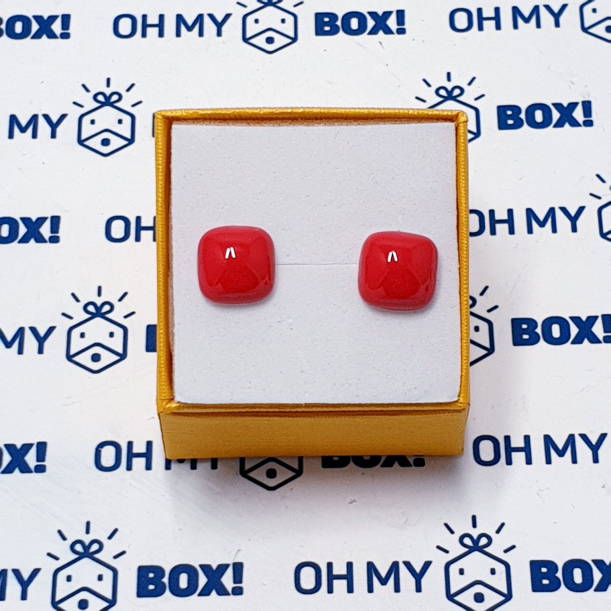 Earrings - Square Red