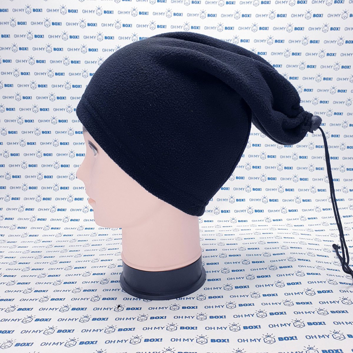 Winter Beanie Hat with String - Solid Color - Black