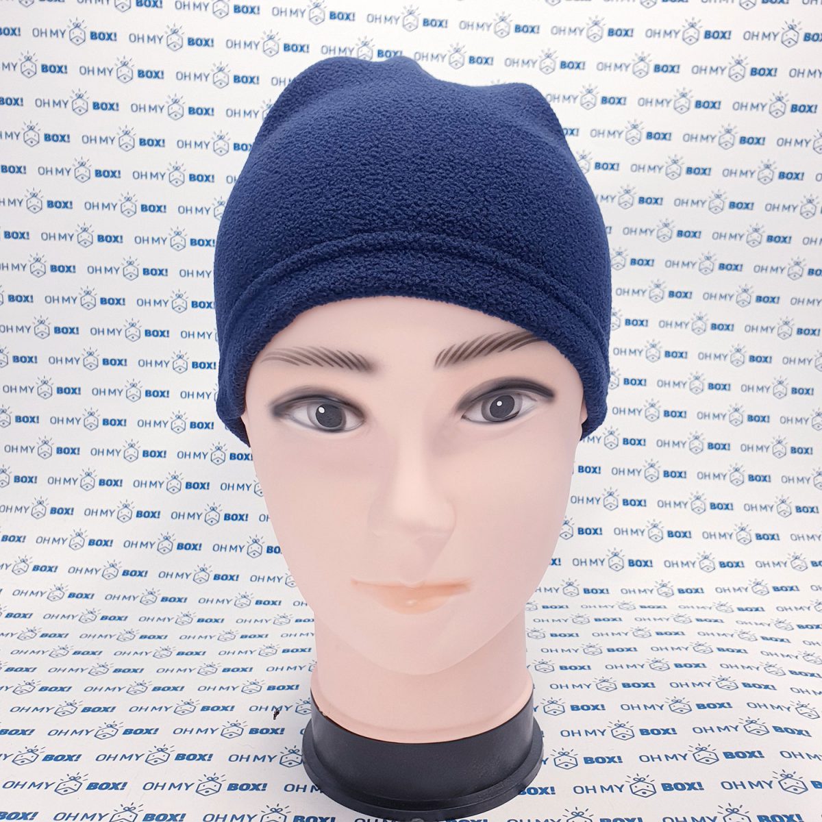 Winter Beanie Hat with String - Solid Color - Navy