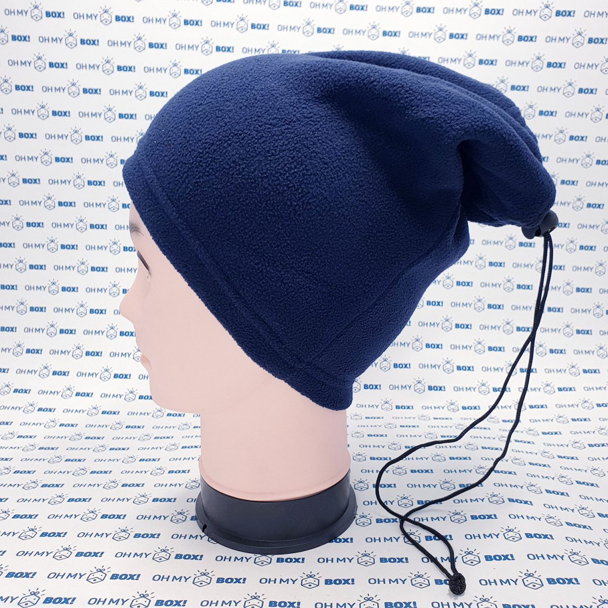 Winter Beanie Hat with String - Solid Color - Navy