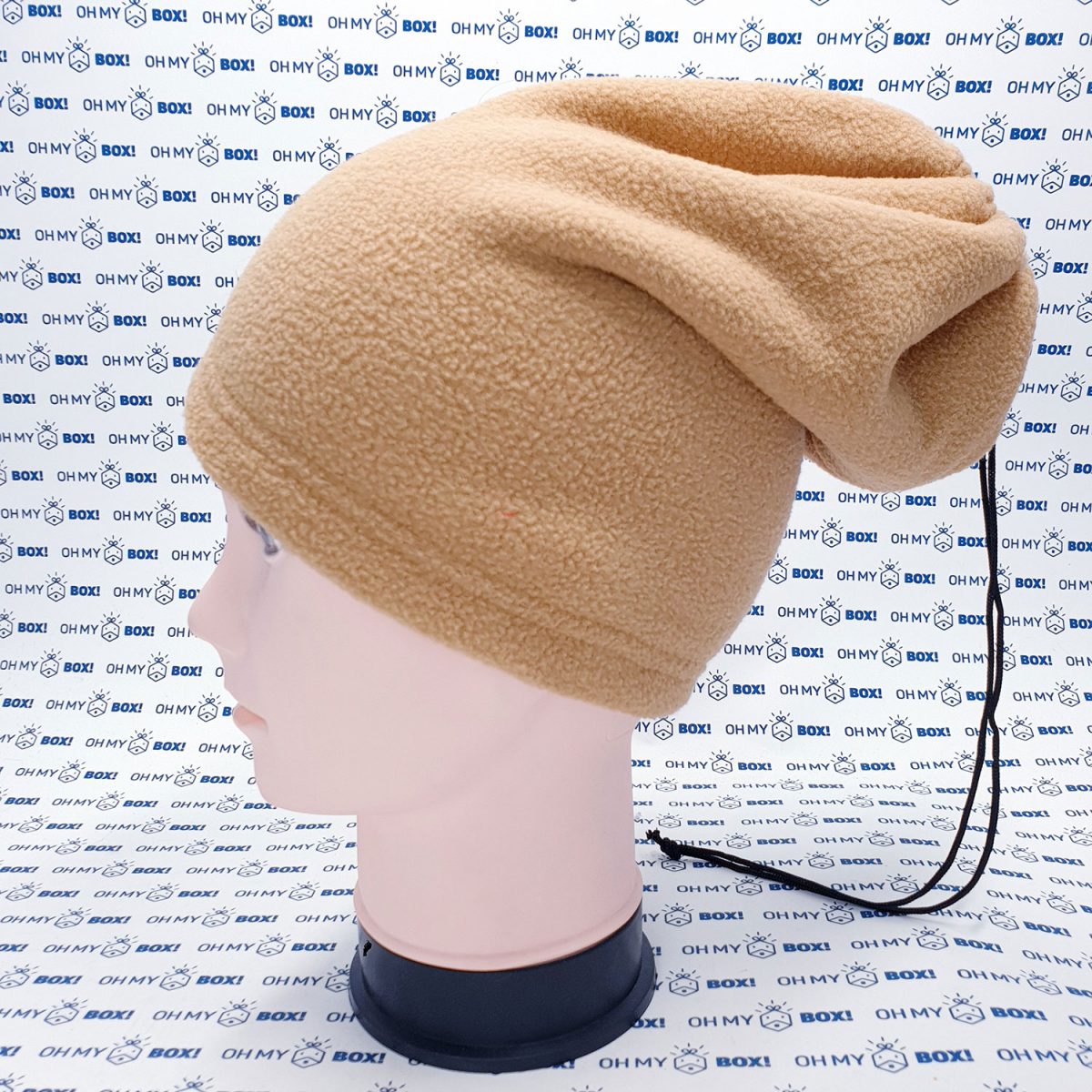 Winter Beanie Hat with String - Solid Color - Beige