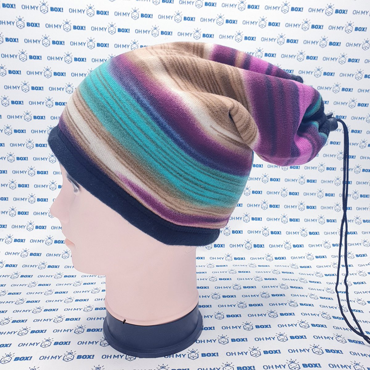 Winter Beanie Hat with String - Pattern - Stipes