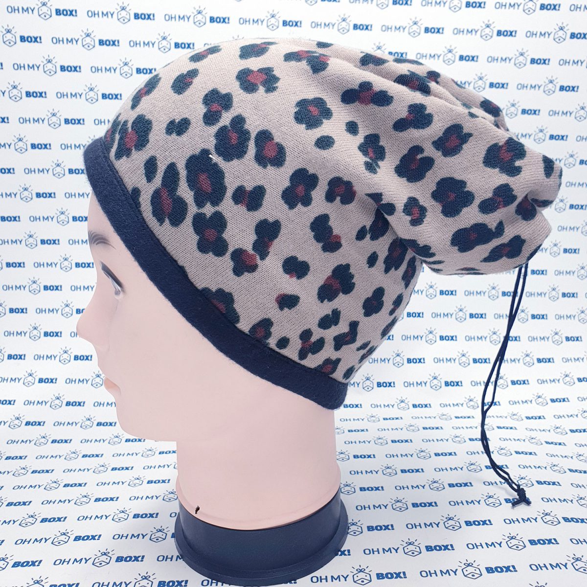 Winter Beanie Hat with String - Pattern - Cheetah Pattern