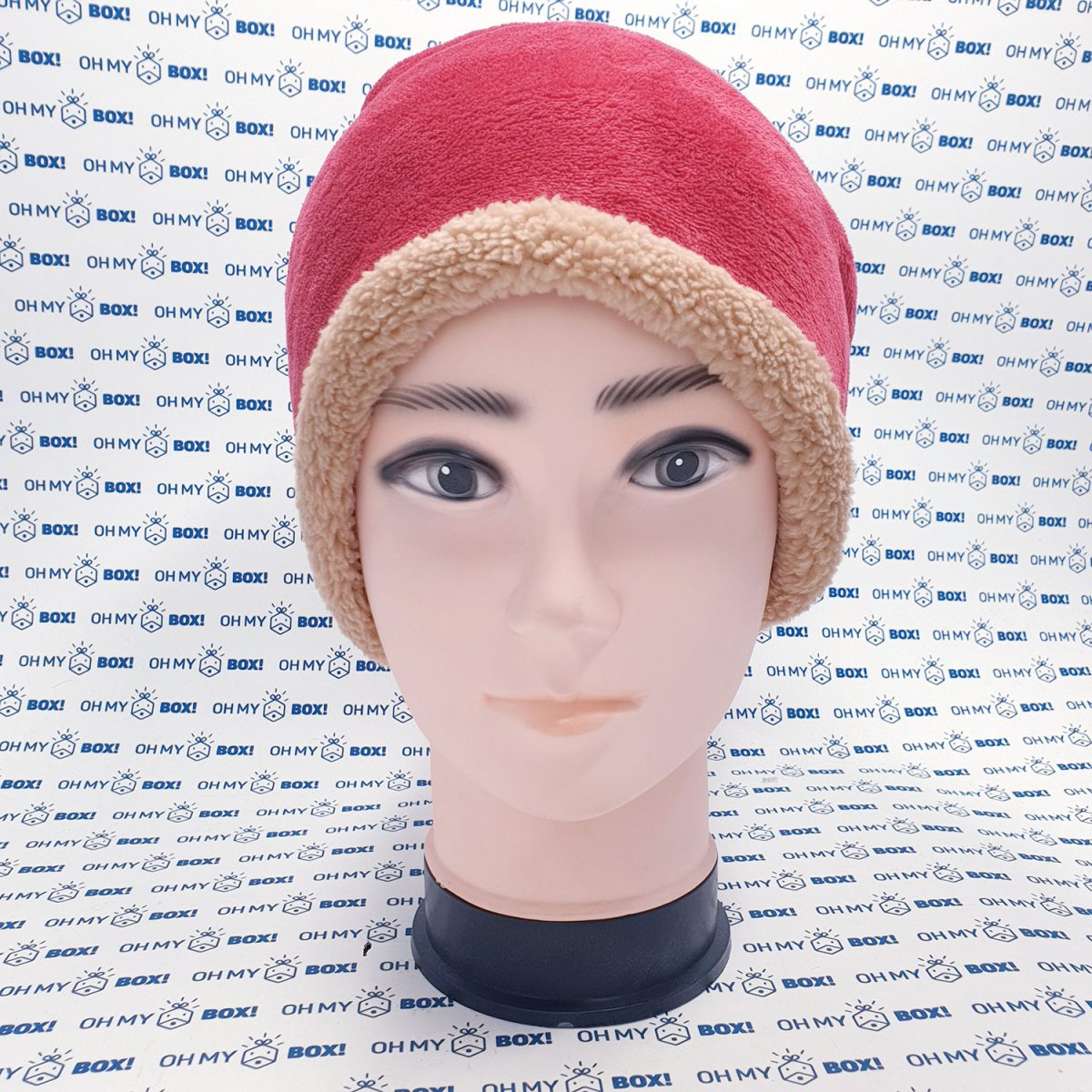 Winter Furry Beanie Hat with String - Solid Color - Maroon