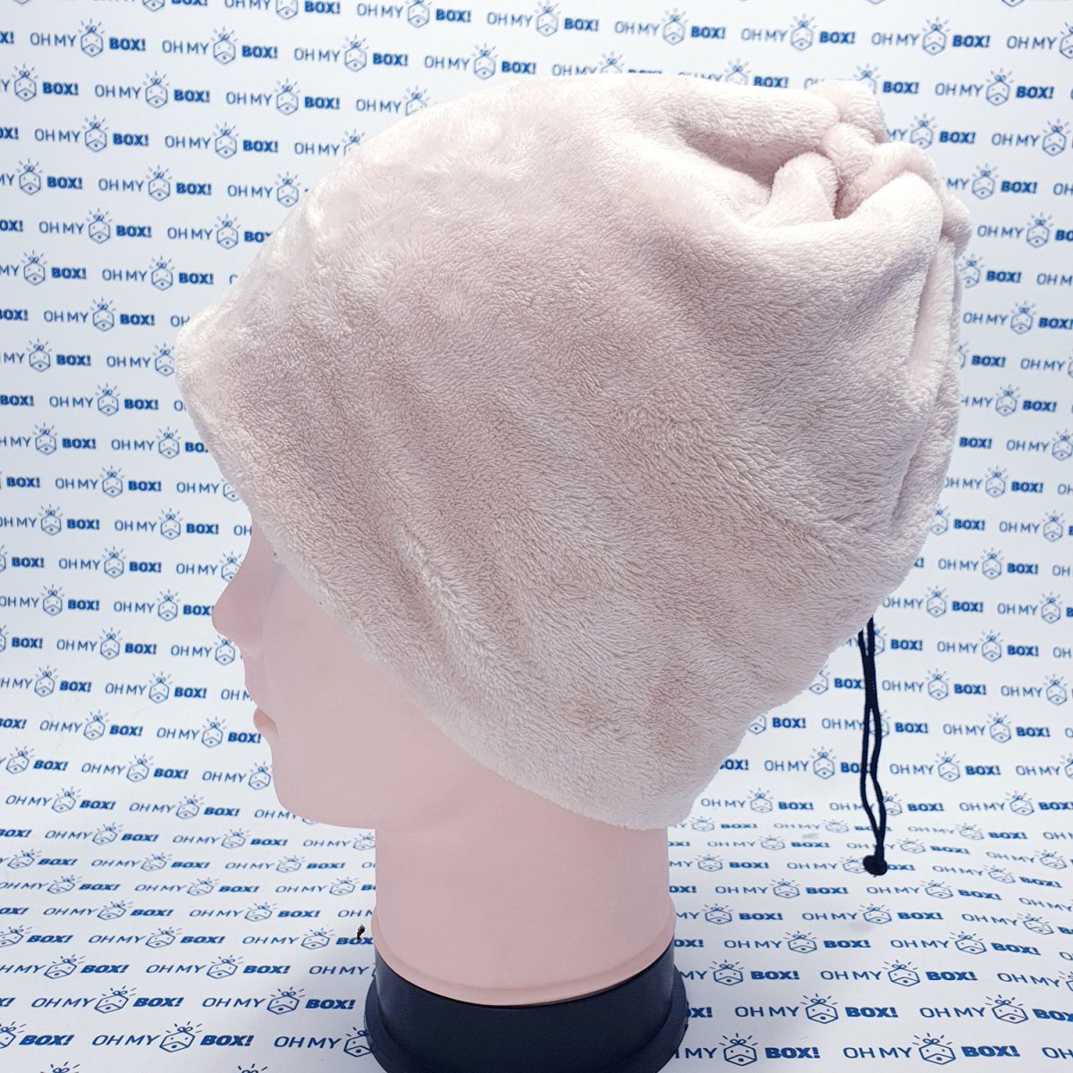 Winter Furry Beanie Hat with String - Solid Color - Beige