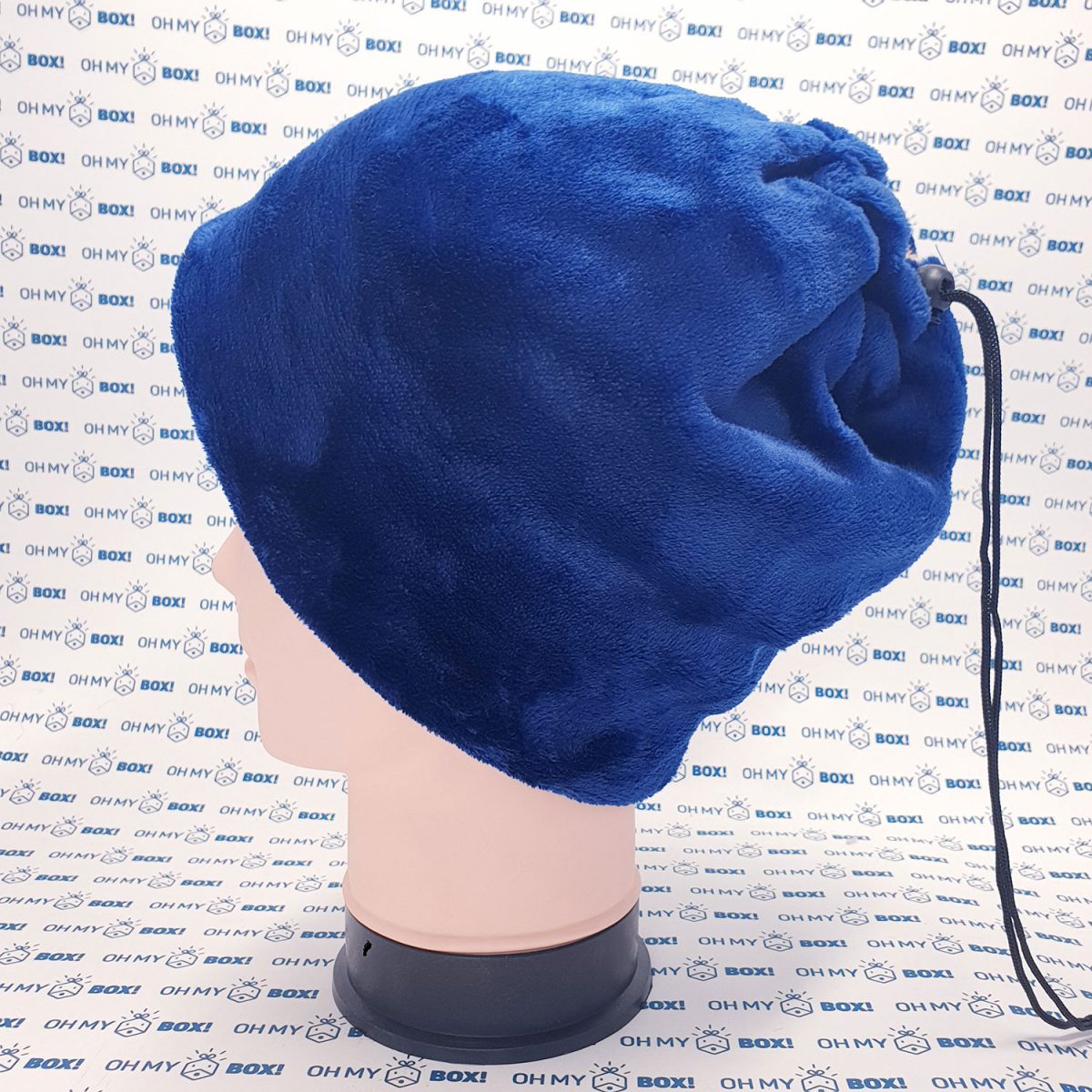 Winter Furry Beanie Hat with String - Solid Color - Navy