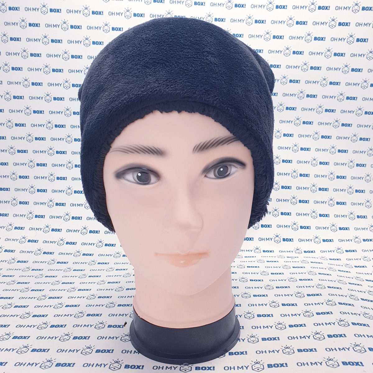 Winter Furry Beanie Hat - Solid Color - Black