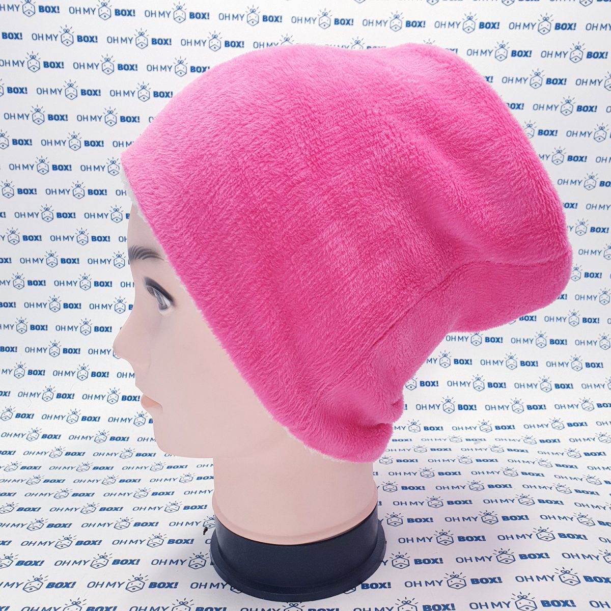 Winter Furry Beanie Hat - Solid Color - Pink