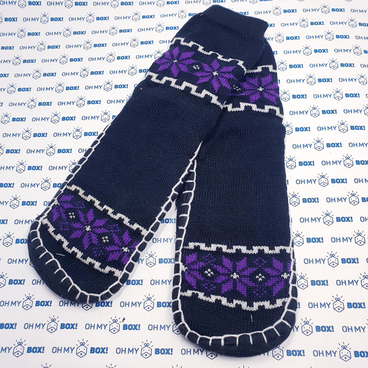 Slipper Socks - Snow Flakes Black