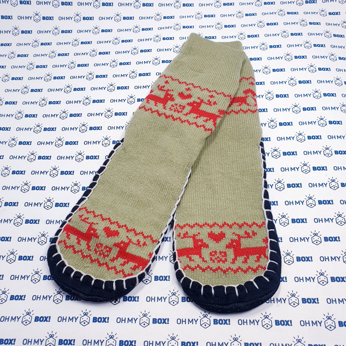 Slipper Socks - Reindeer Green