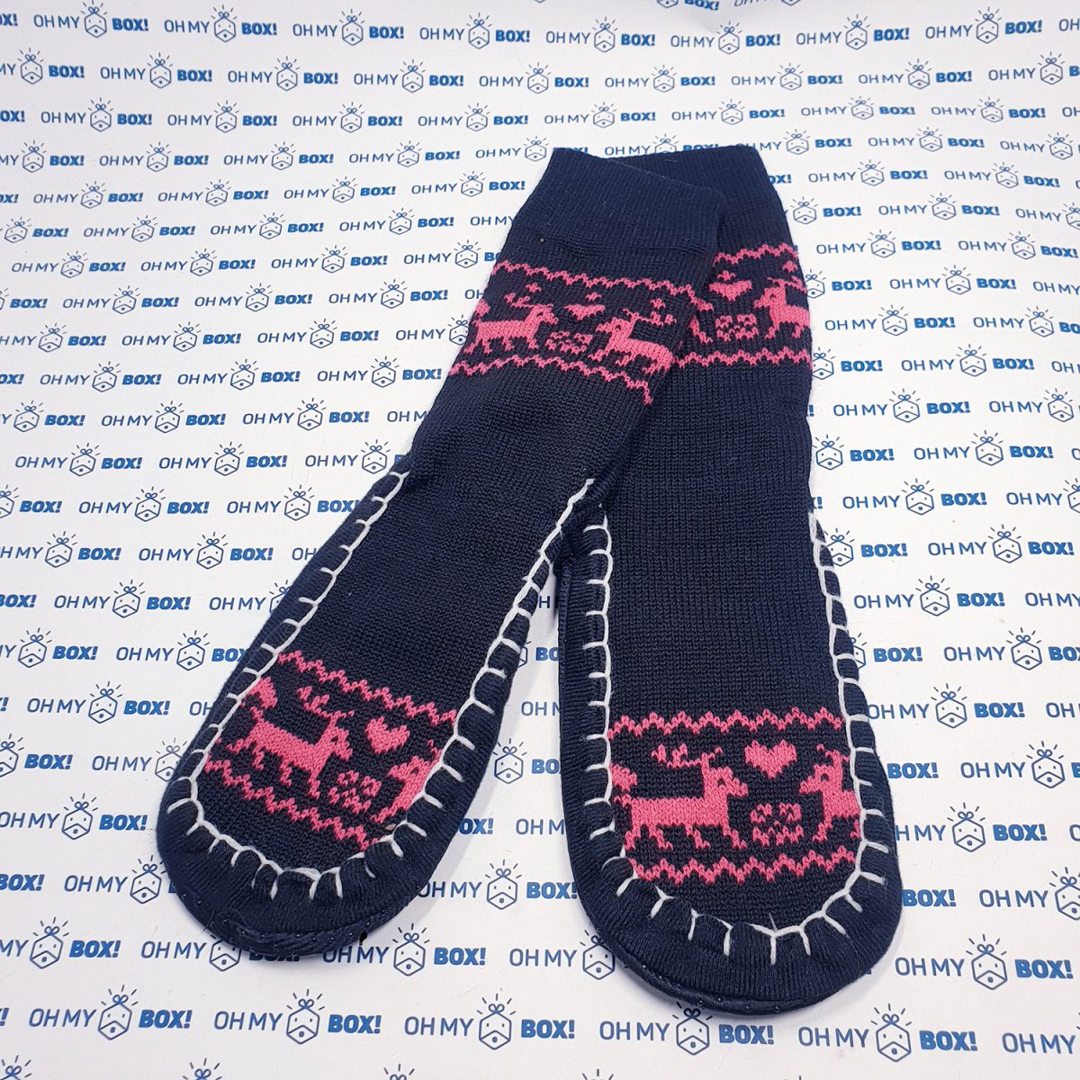 Slipper Socks - Reindeer Black