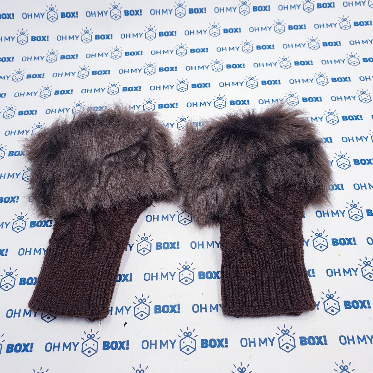 Fur Fingerless Gloves - Brown