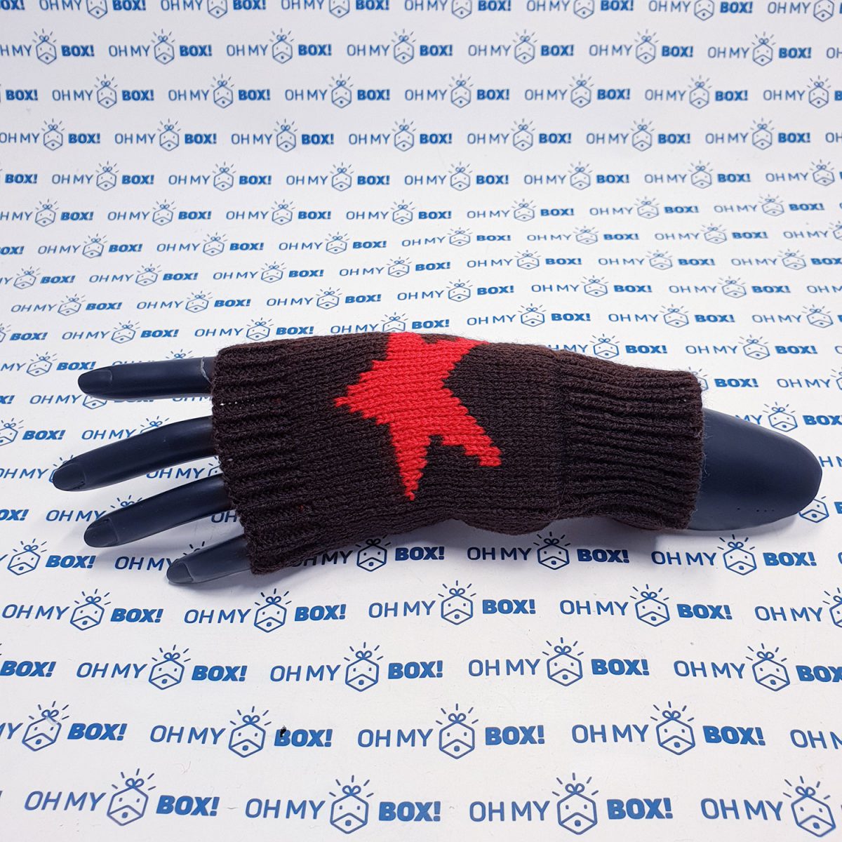 Fingerless Gloves with Star - Dark Brown