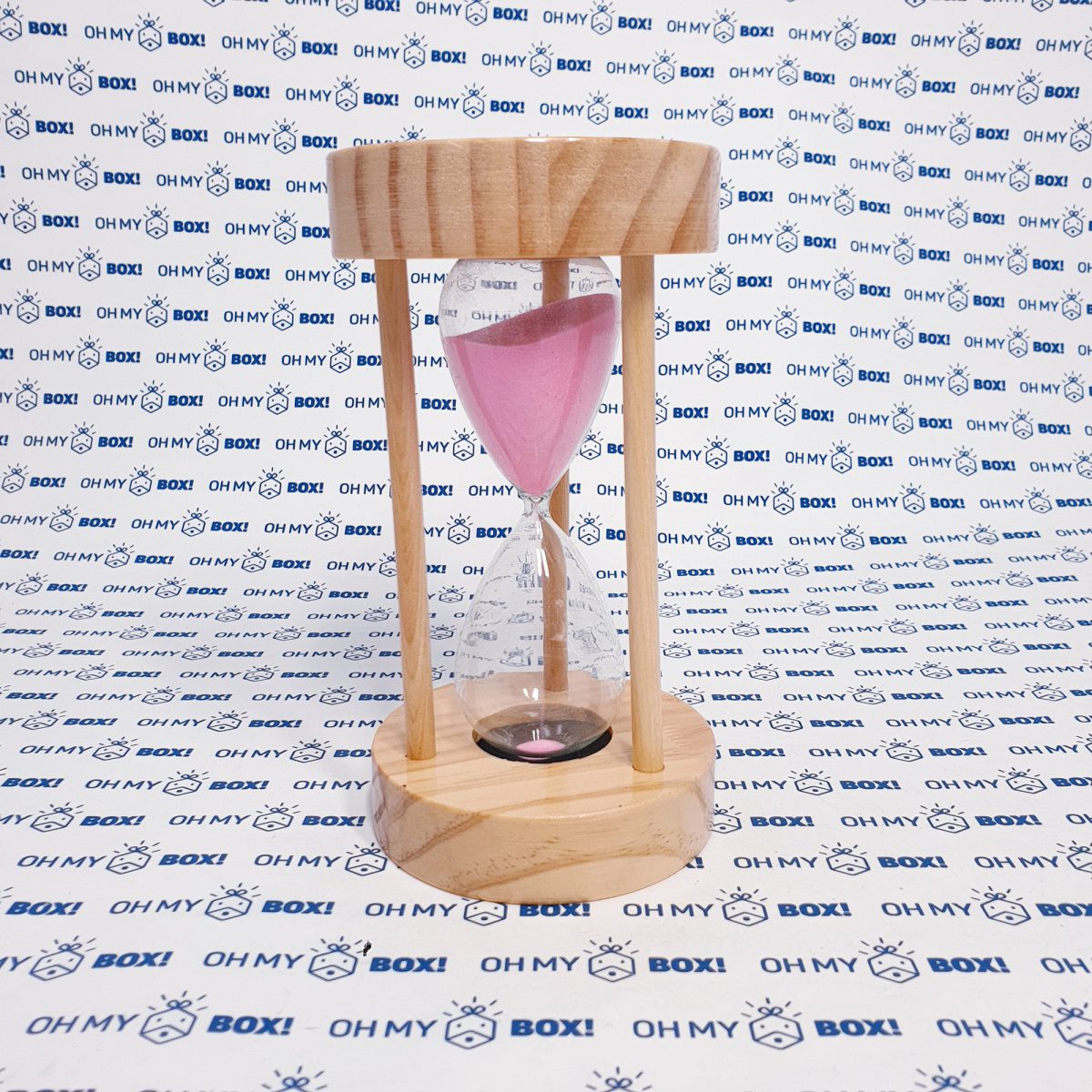 Sand Clock - 15 minutes - Round Base - Wood and Pink Sand