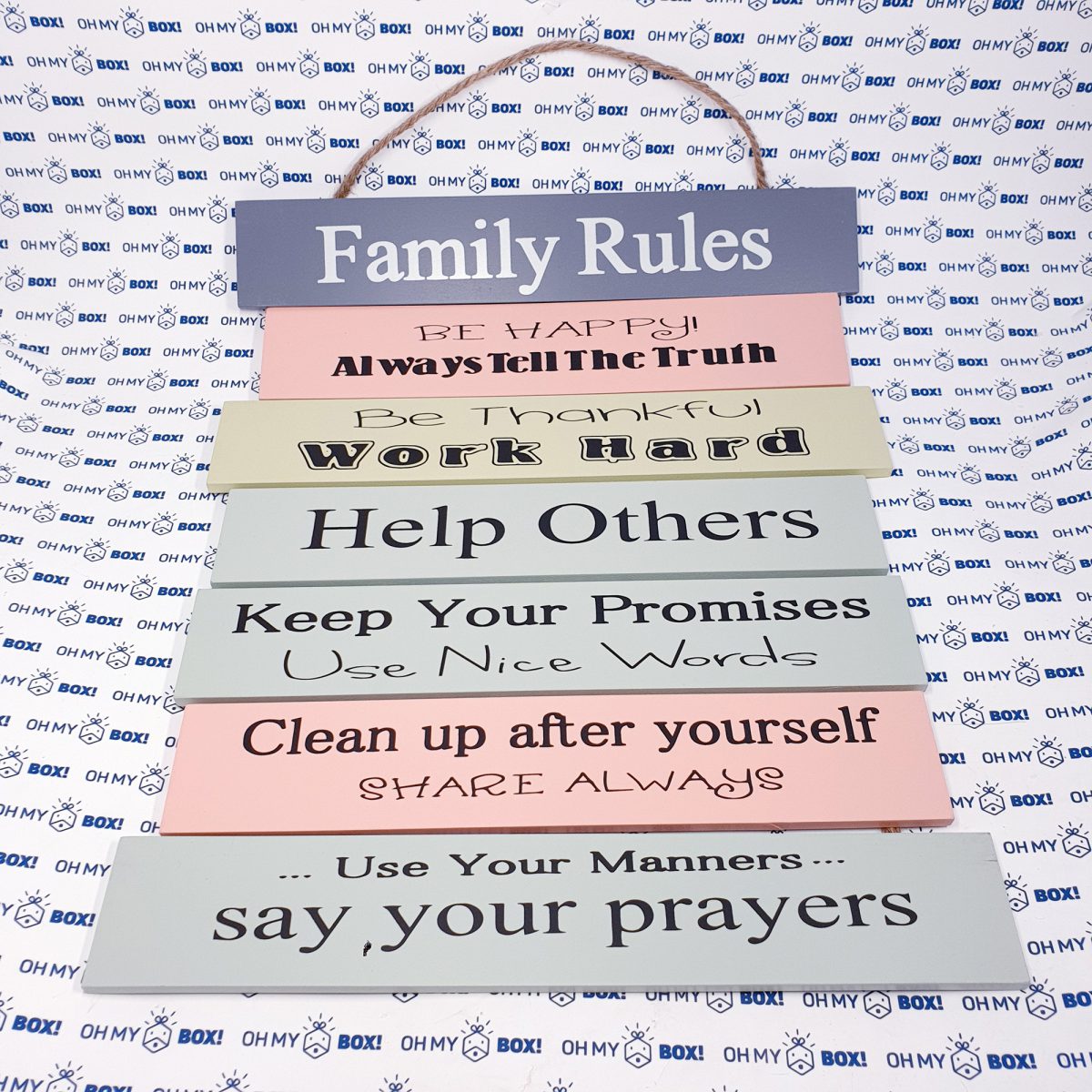 Family Rules Wall Wooden Decoration