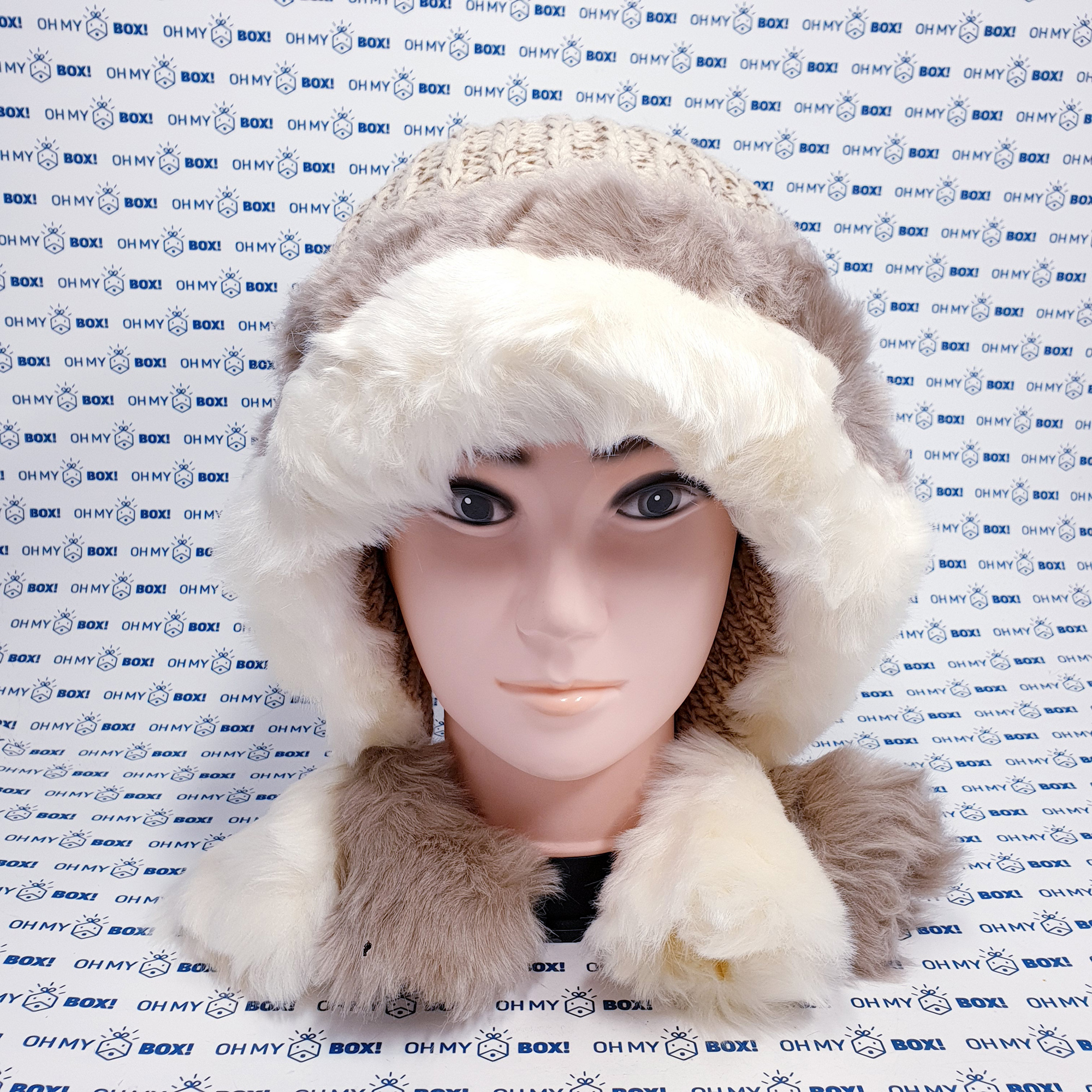 Fur Hat with Ear Warmers - Beige