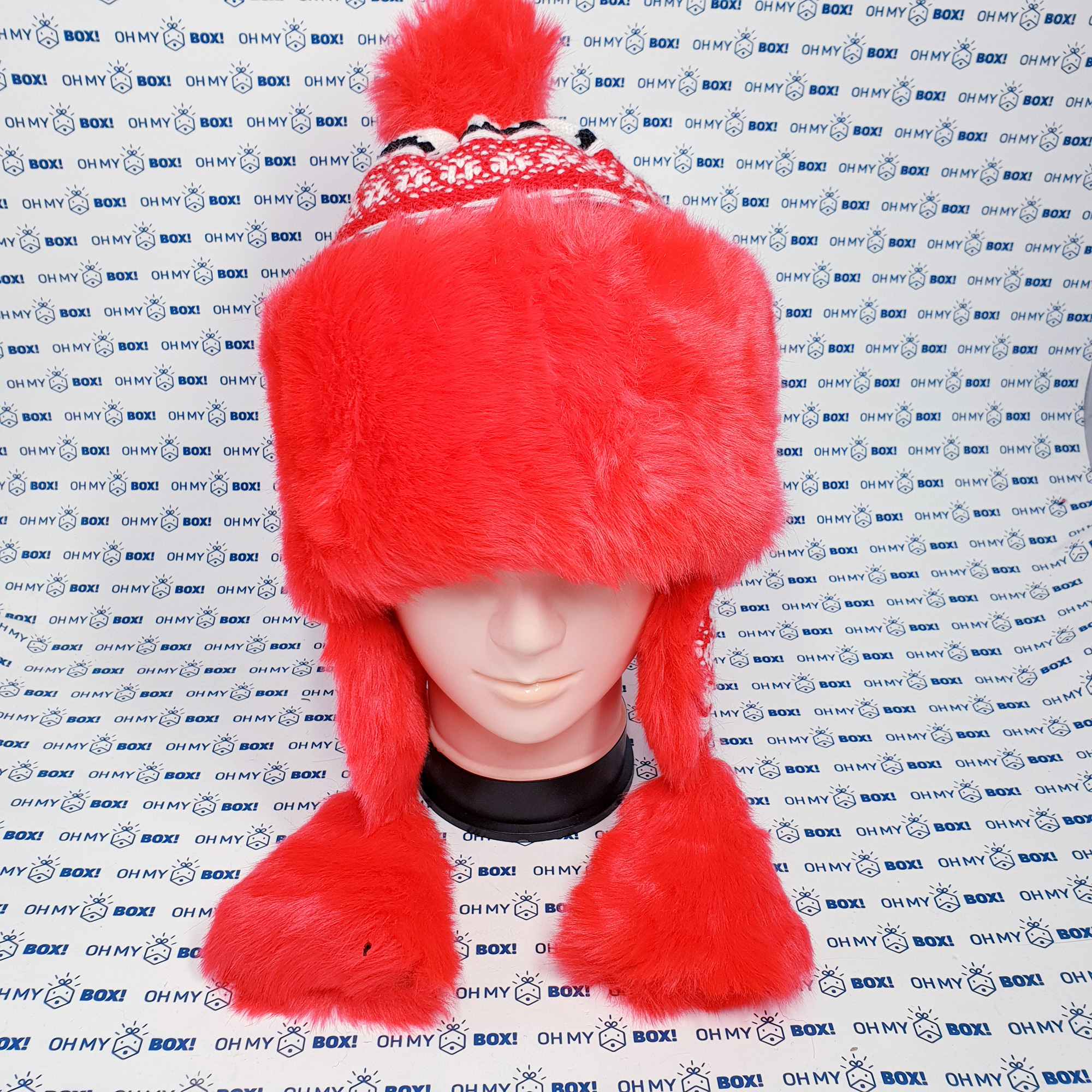 Fur Hat with Ear Warmers - Red