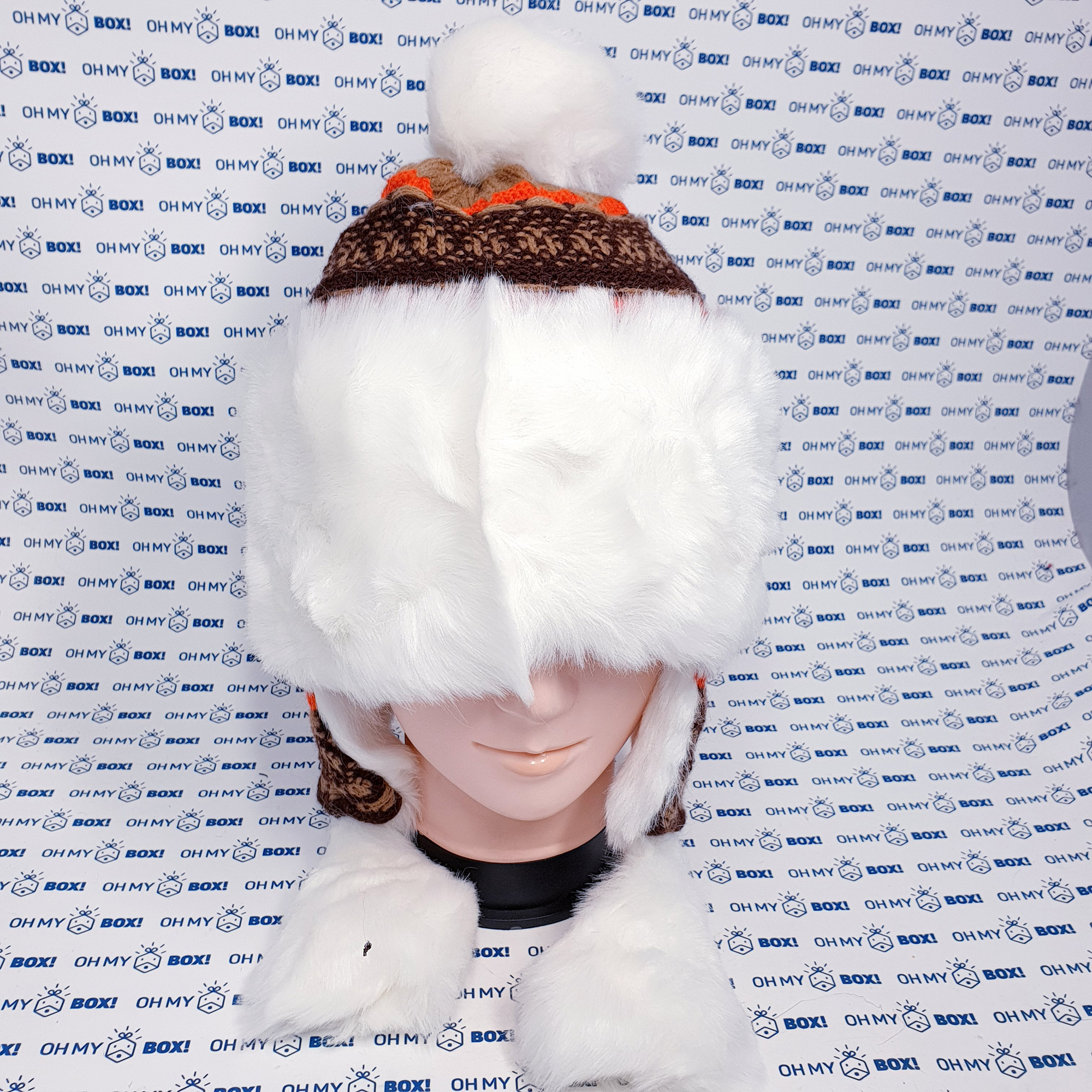 Fur Hat with Ear Warmers - Brown