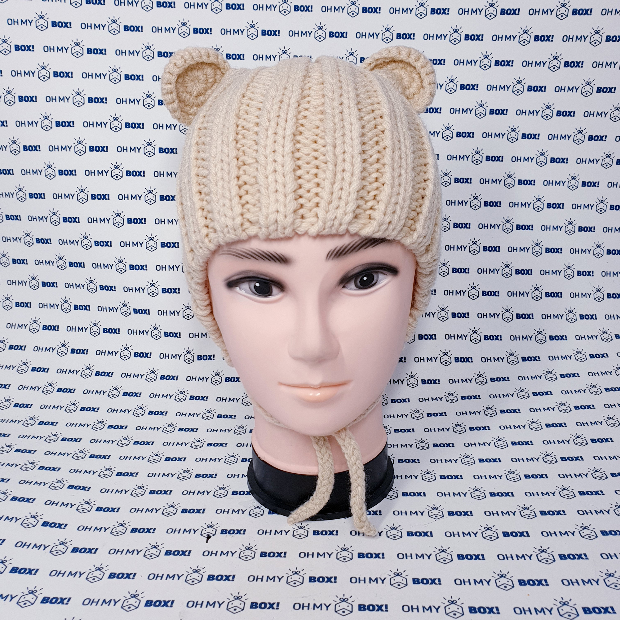 Children Wool Hat with Bear Ears - Beige