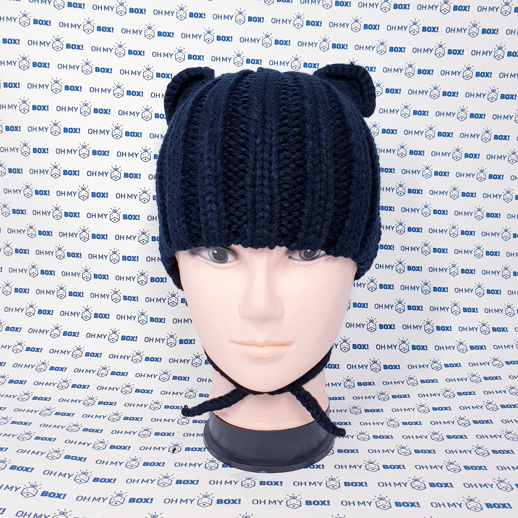 Children Wool Hat with Bear Ears - Black