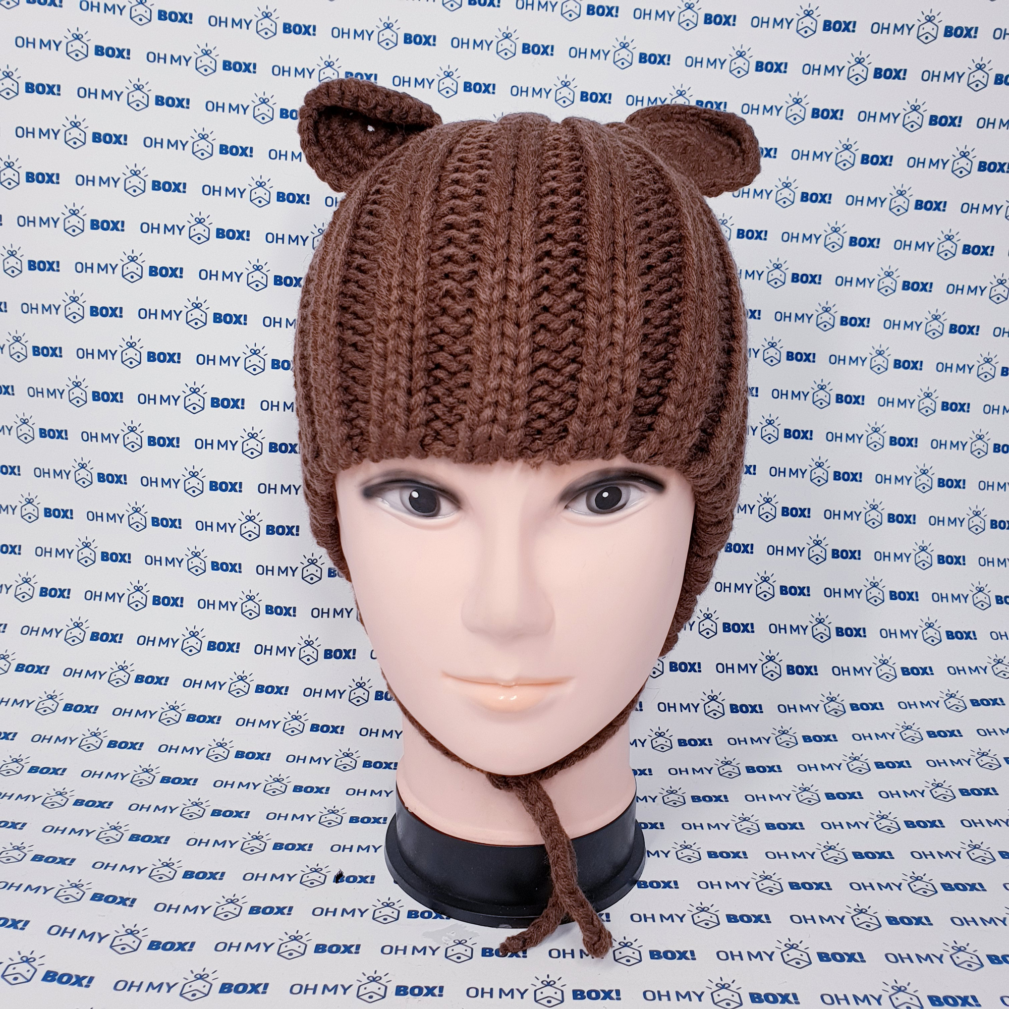 Children Wool Hat with Bear Ears - Brown