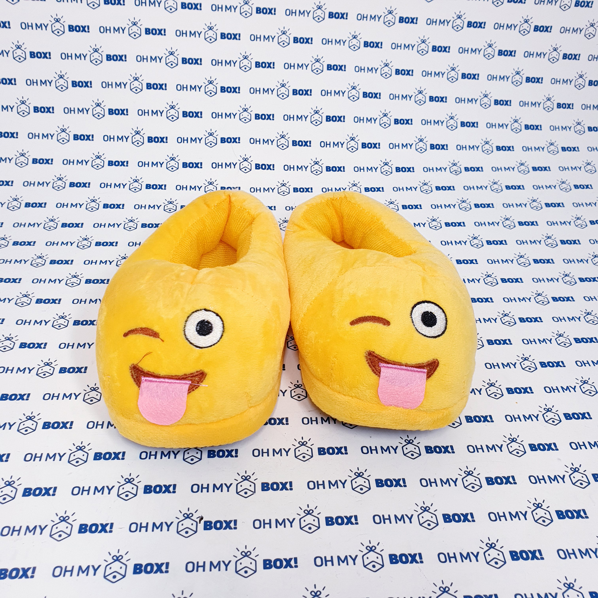 Funny Slippers for Kids - Tongue and Wink Emoji