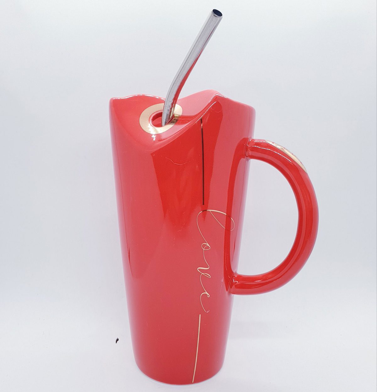 Mug with Metal Straw - Red